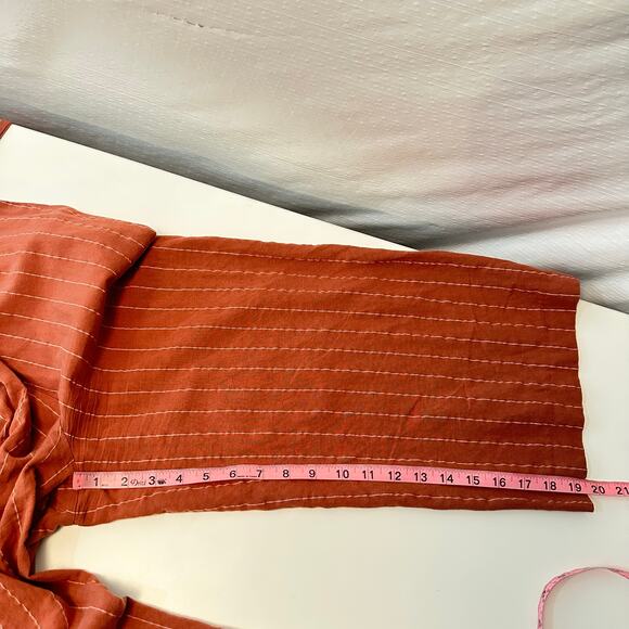 Saylor Emery Stripe Jumpsuit in Rust Size XS Linen Blend Wide Leg Preppy Coastal - Picture 9 of 11